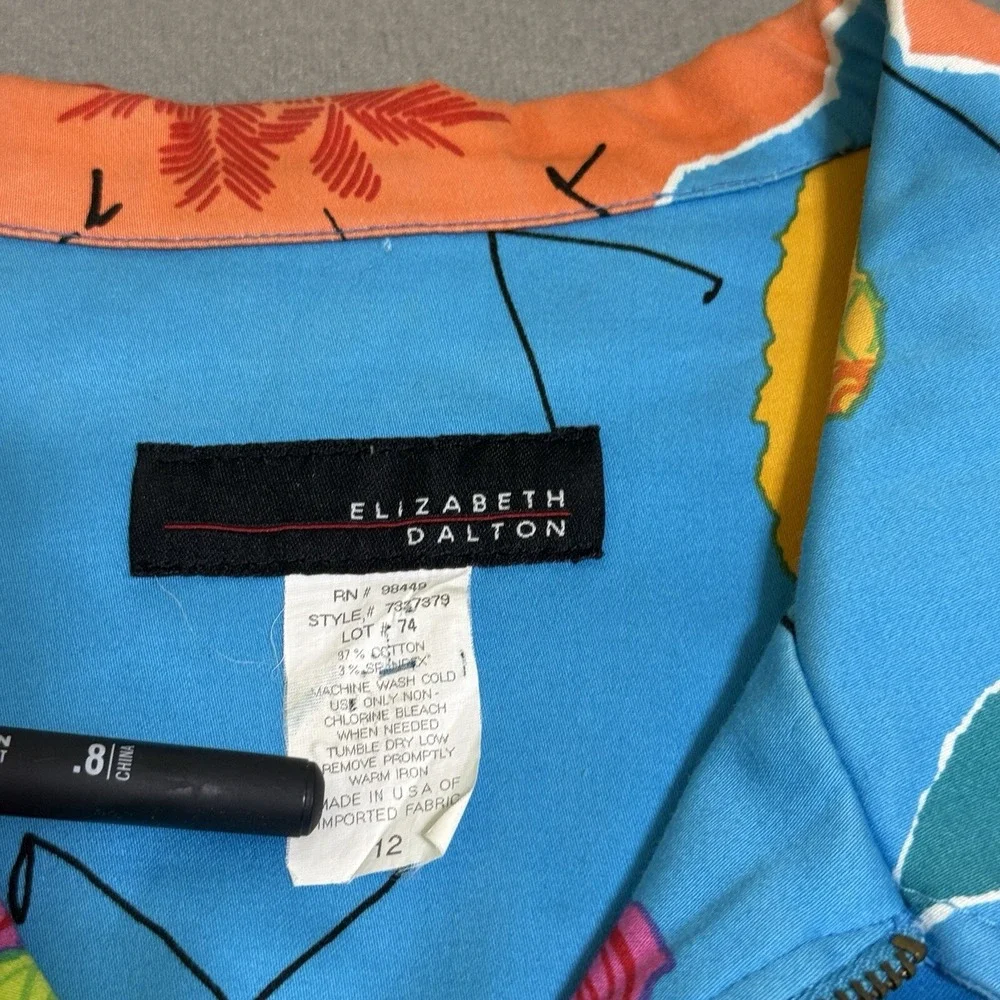Vtg Women's Jacket Coat Sz 12 Funky Art To Wear Full Zip Houses Boats Travel 90s